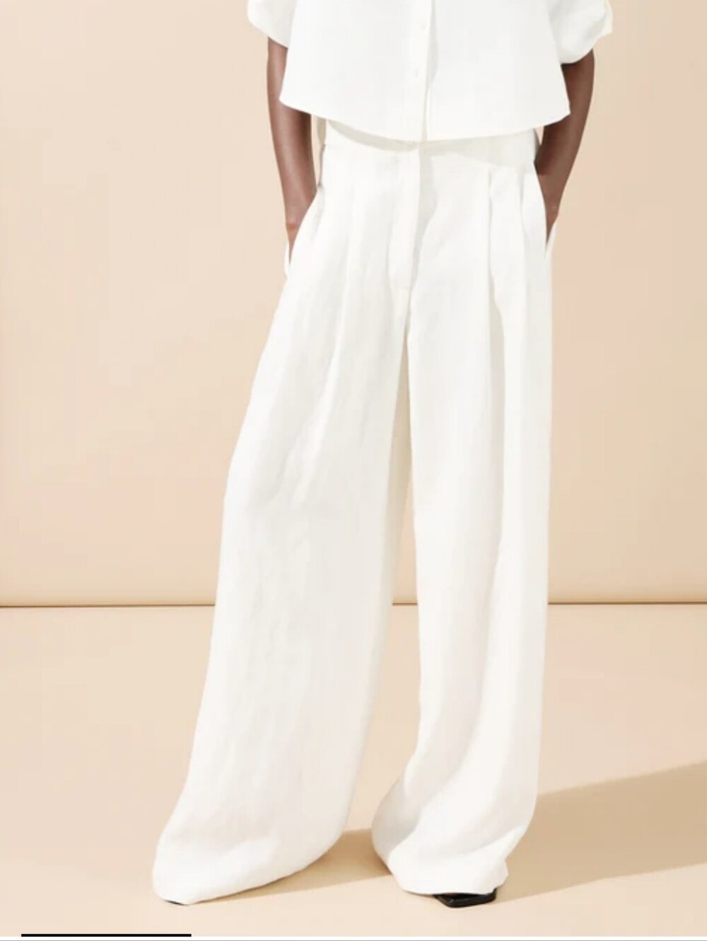 Zara Linen Blend ZW Collection Palazzo Wide Leg Pants